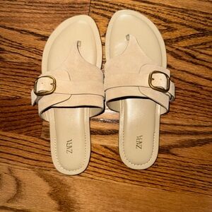 Zara Women's Beige Sandals with Gold Accent